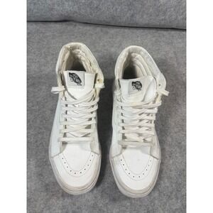 Vans Sk8 Hi Top White Leather Sneakers Shoes Womens 9 Mens 7.5 EU 40.5
